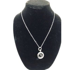 Soho Design Silvertone 32" Necklace Black 2 3/4" Sphere Pendant